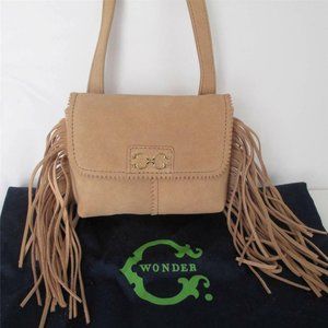 Tan Suede Small Crossbody Purse with Fringe